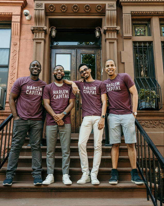 Jarrid Tingle, left, Brandon Bryant, John Henry and Henri Pierre-Jacques, co-founders of Harlem Capital.